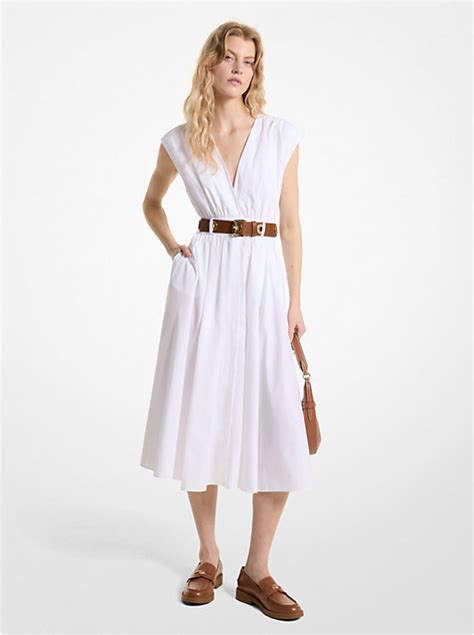 midi dress michael kors|Stretch Organic Cotton Poplin Midi Dress .